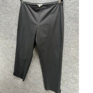 Eileen Fisher Black Organic Cotton Stretch Side Zip Cropped Tapered Pants Medium